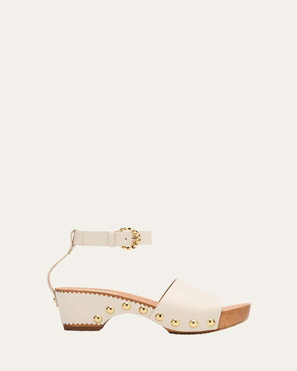 Esti Leather Ankle-Strap Clog Sandals